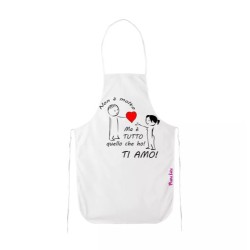 grembiule bianco cucina scritta ti amo cuore idea regalo san valentino