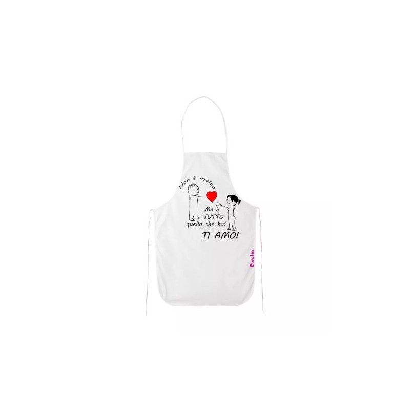 grembiule bianco cucina scritta ti amo cuore idea regalo san valentino