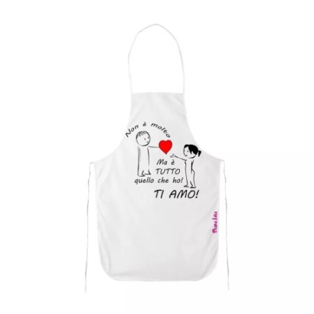 grembiule bianco cucina scritta ti amo cuore idea regalo san valentino