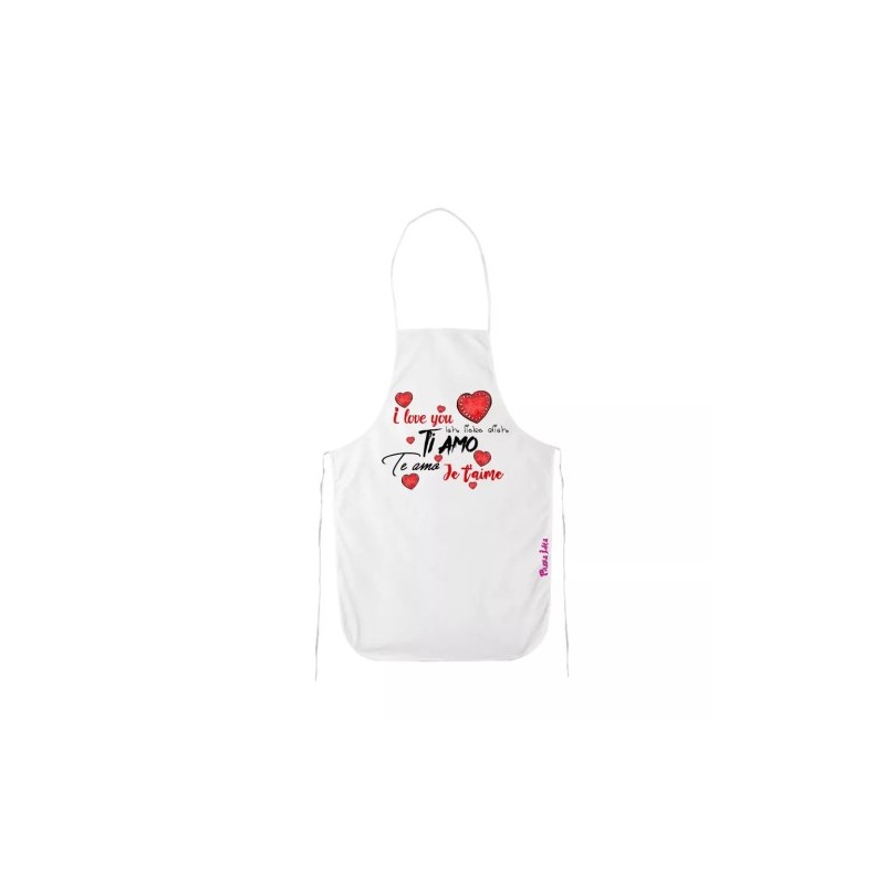 grembiule bianco cucina scritta ti amo i love you idea regalo san valentino
