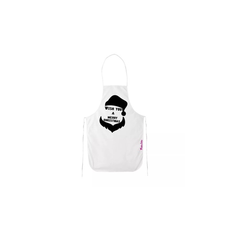 grembiule bianco cucina scritta wish you merry christmas idea regalo natale