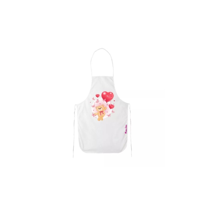 grembiule bianco disegno orsetto cuori farfalla amore festa regalo donna
