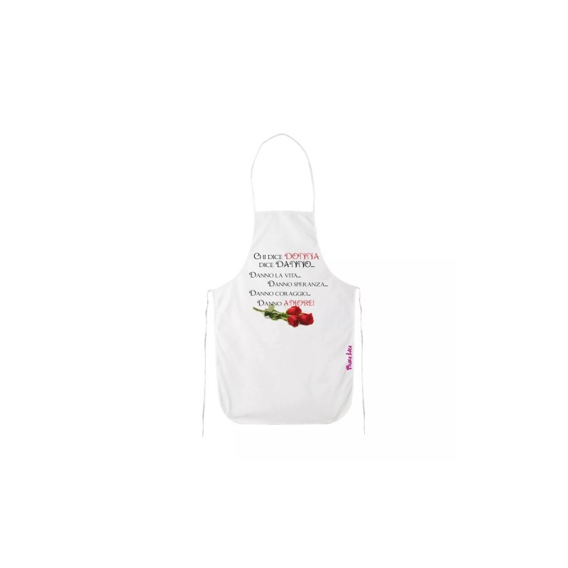 grembiule bianco scritta donna amore rose festa della donna idea regalo