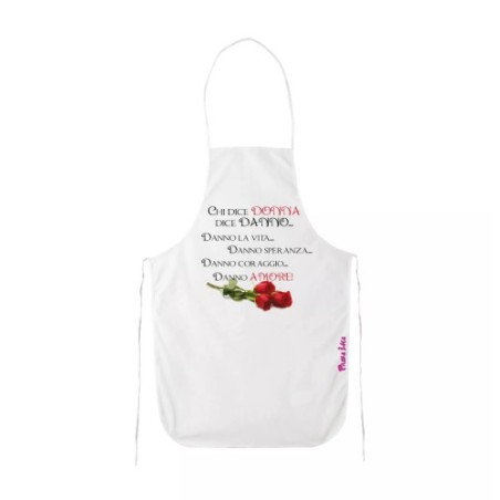 grembiule bianco scritta donna amore rose festa della donna idea regalo
