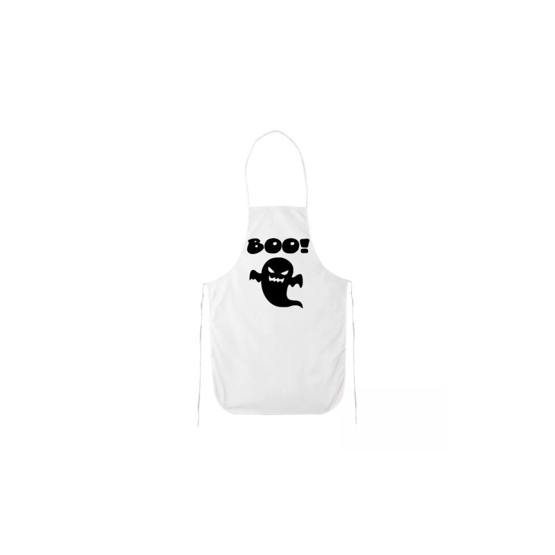 grembiule cucina bianco con disegno fantasma boo idea regalo halloween scherzo
