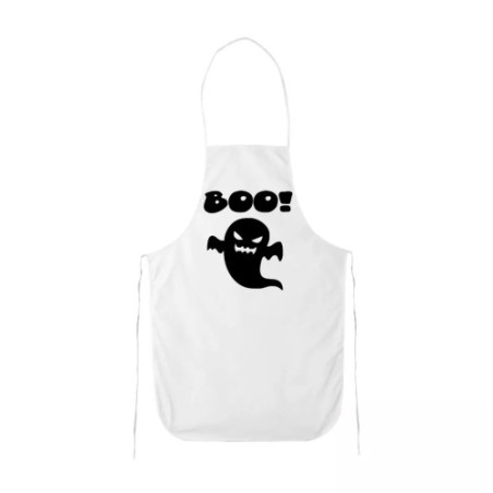 grembiule cucina bianco con disegno fantasma boo idea regalo halloween scherzo