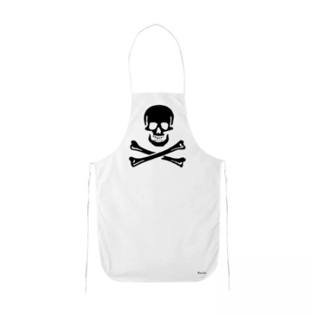 grembiule cucina bianco con disegno teschio morte halloween regalo