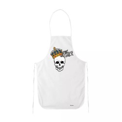grembiule cucina bianco con disegno teschio scritta king idea regalo