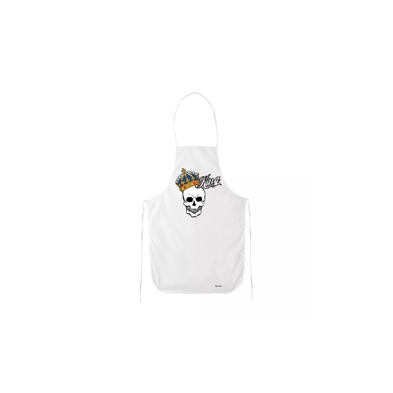 grembiule cucina bianco con disegno teschio scritta king idea regalo
