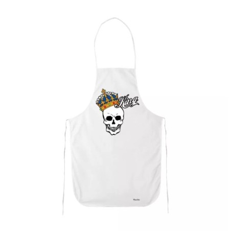 grembiule cucina bianco con disegno teschio scritta king idea regalo