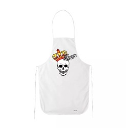 grembiule cucina bianco con disegno teschio scritta queen idea regalo