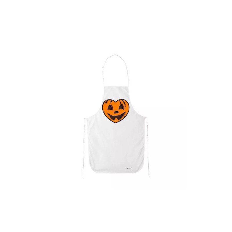 grembiule cucina bianco con disegno zucca a cuore idea regalo halloween