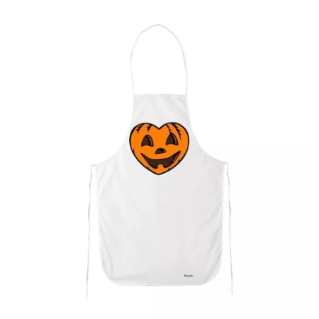 grembiule cucina bianco con disegno zucca a cuore idea regalo halloween