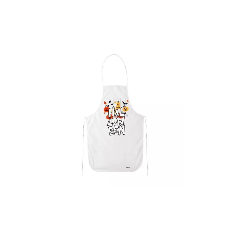 grembiule cucina bianco con disegno zucca scritta halloween idea regalo