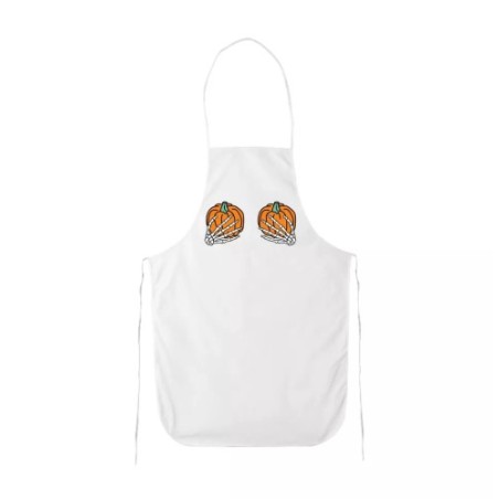 grembiule cucina bianco con disegno zucche idea regalo halloween scherzo