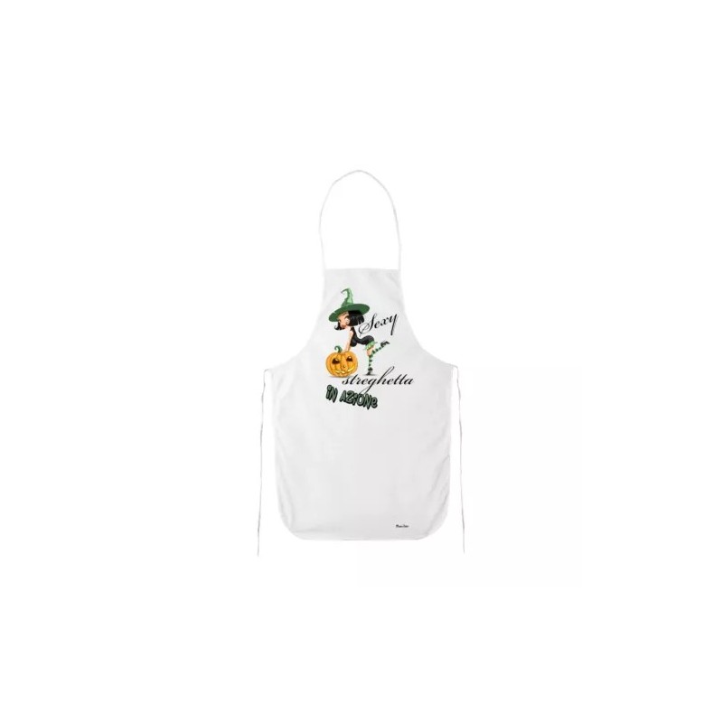grembiule cucina bianco con scritta sexy streghetta in azione halloween regalo