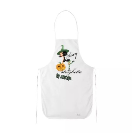 grembiule cucina bianco con scritta sexy streghetta in azione halloween regalo