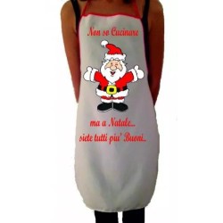 grembiule cucina bianco uomo donna scritta NON SO CUCINARE MA A NATALE PIU BUONI