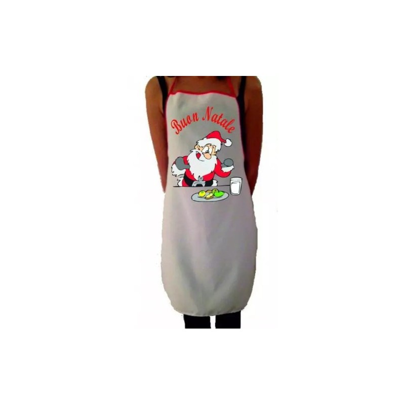 grembiule cucina bianco uomo donna scritta simpatica BUON NATALE babbo natale