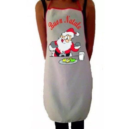 grembiule cucina bianco uomo donna scritta simpatica BUON NATALE babbo natale