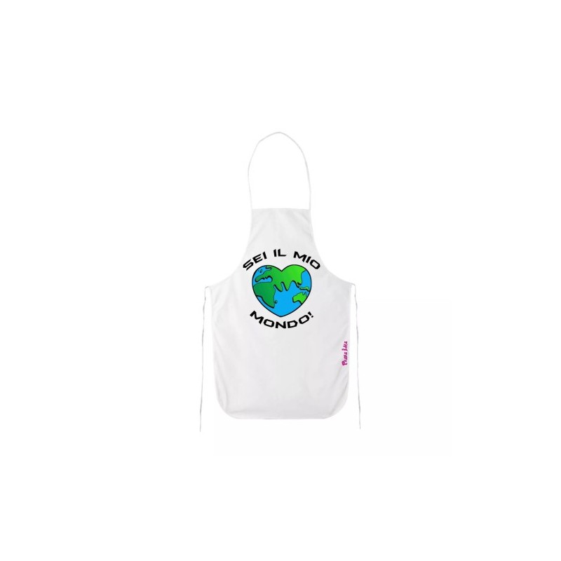 grembiule donna bianco cucina scritta sei il mio mondo san valentino idea regalo