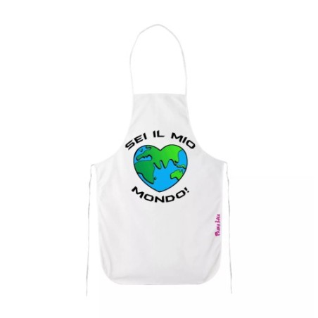 grembiule donna bianco cucina scritta sei il mio mondo san valentino idea regalo
