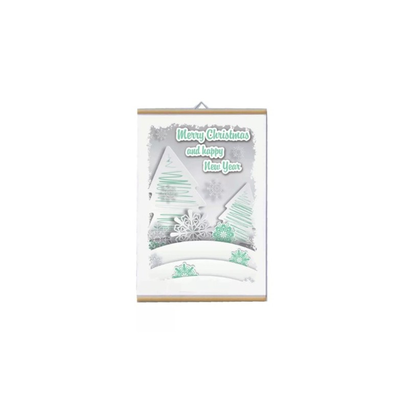 locandina parete 30 x 20 cm scritta merry christmas happy new year idea regalo