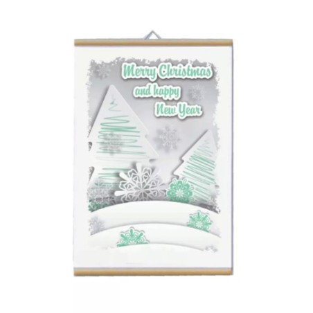 locandina parete 30 x 20 cm scritta merry christmas happy new year idea regalo