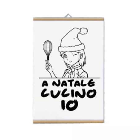 locandina parete 30x20 con scritta a natale cucino io idea regalo uomo donna