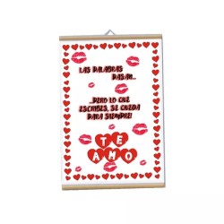 locandina parete 30x20 scritta in spagnolo te amo cuori baci san valentino