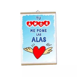 locandina parete 30x20 scritta in spagnolo tu amor me pone las alas amore