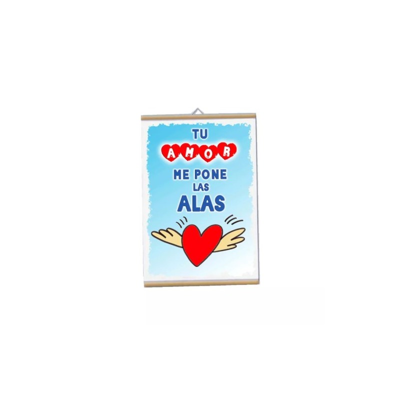 locandina parete 30x20 scritta in spagnolo tu amor me pone las alas amore