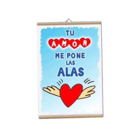 locandina parete 30x20 scritta in spagnolo tu amor me pone las alas amore