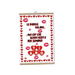 locandina parete 30x20 scritta le parole volano... amore ti amo san valentino
