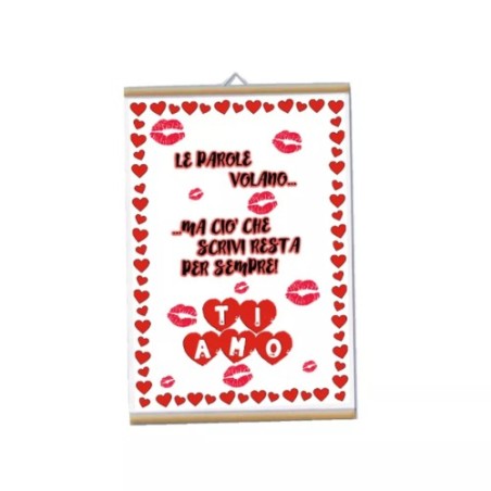 locandina parete 30x20 scritta le parole volano... amore ti amo san valentino