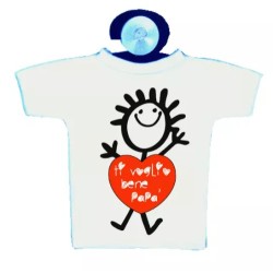 mini t-shirt con ventosa auto scritta simpatica PAPA' auguri festa compleanno