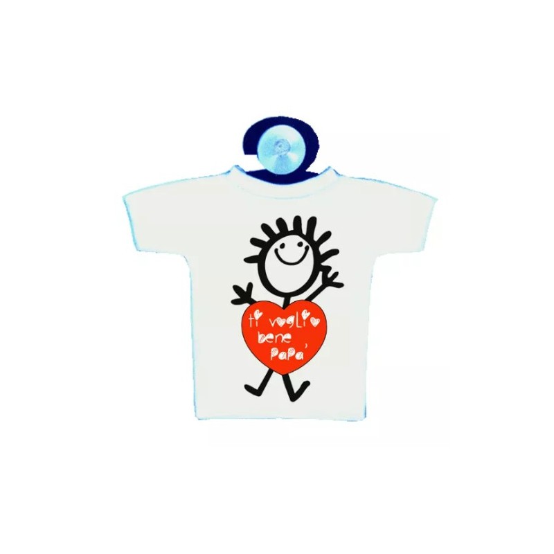 mini t-shirt con ventosa auto scritta simpatica PAPA' auguri festa compleanno