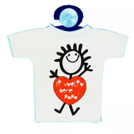mini t-shirt con ventosa auto scritta simpatica PAPA' auguri festa compleanno