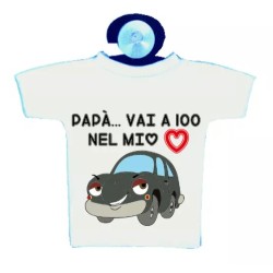 mini t-shirt con ventosa auto scritta simpatica PAPA' auguri festa compleanno