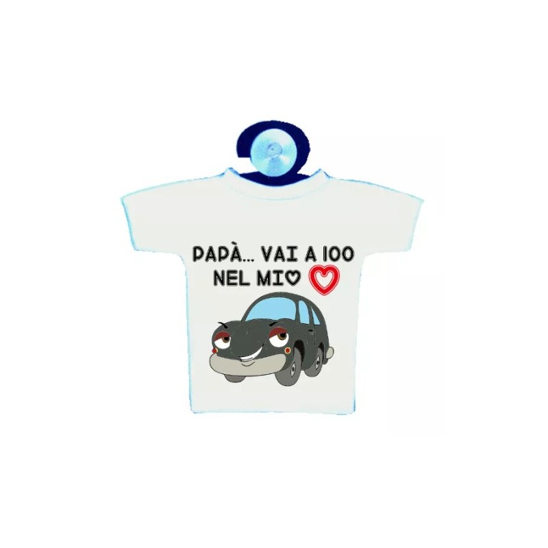 mini t-shirt con ventosa auto scritta simpatica PAPA' auguri festa compleanno