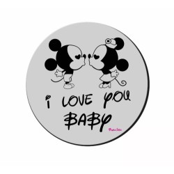 mouse pad pc rotondo scritta i love you baby topolino san valentino regalo