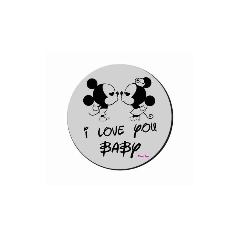 mouse pad pc rotondo scritta i love you baby topolino san valentino regalo