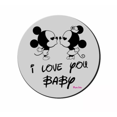 mouse pad pc rotondo scritta i love you baby topolino san valentino regalo