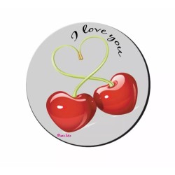 mouse pad pc rotondo scritta i love you ciliege san valentino amore regalo