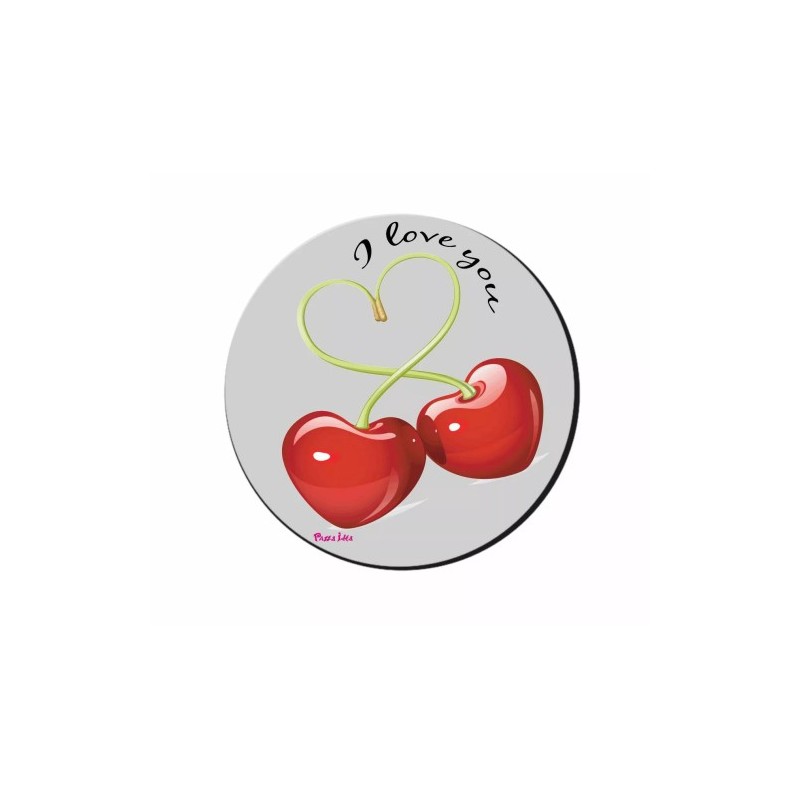 mouse pad pc rotondo scritta i love you ciliege san valentino amore regalo