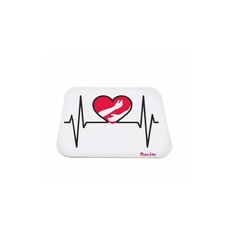 mouse pad tappetino disegno cuore rosso abbraccio mani battito regalo amore