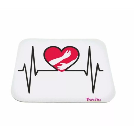 mouse pad tappetino disegno cuore rosso abbraccio mani battito regalo amore