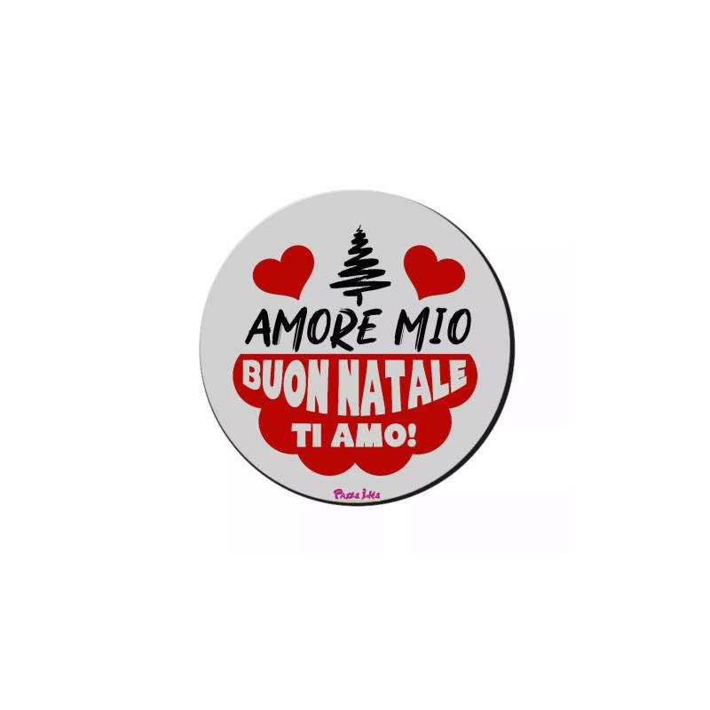 mouse pad tappetino pc rotondo scritta amore mio buon natale ti amo regalo
