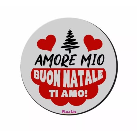 mouse pad tappetino pc rotondo scritta amore mio buon natale ti amo regalo