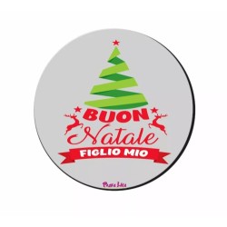 mouse pad tappetino pc rotondo scritta buon natale figlio mio regalo mamma figli